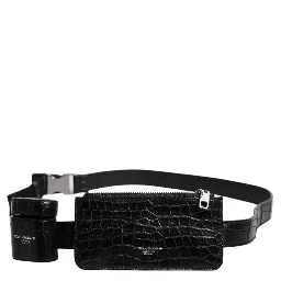 Black Alligator Leather Airpods Case Coin Purse Wallet