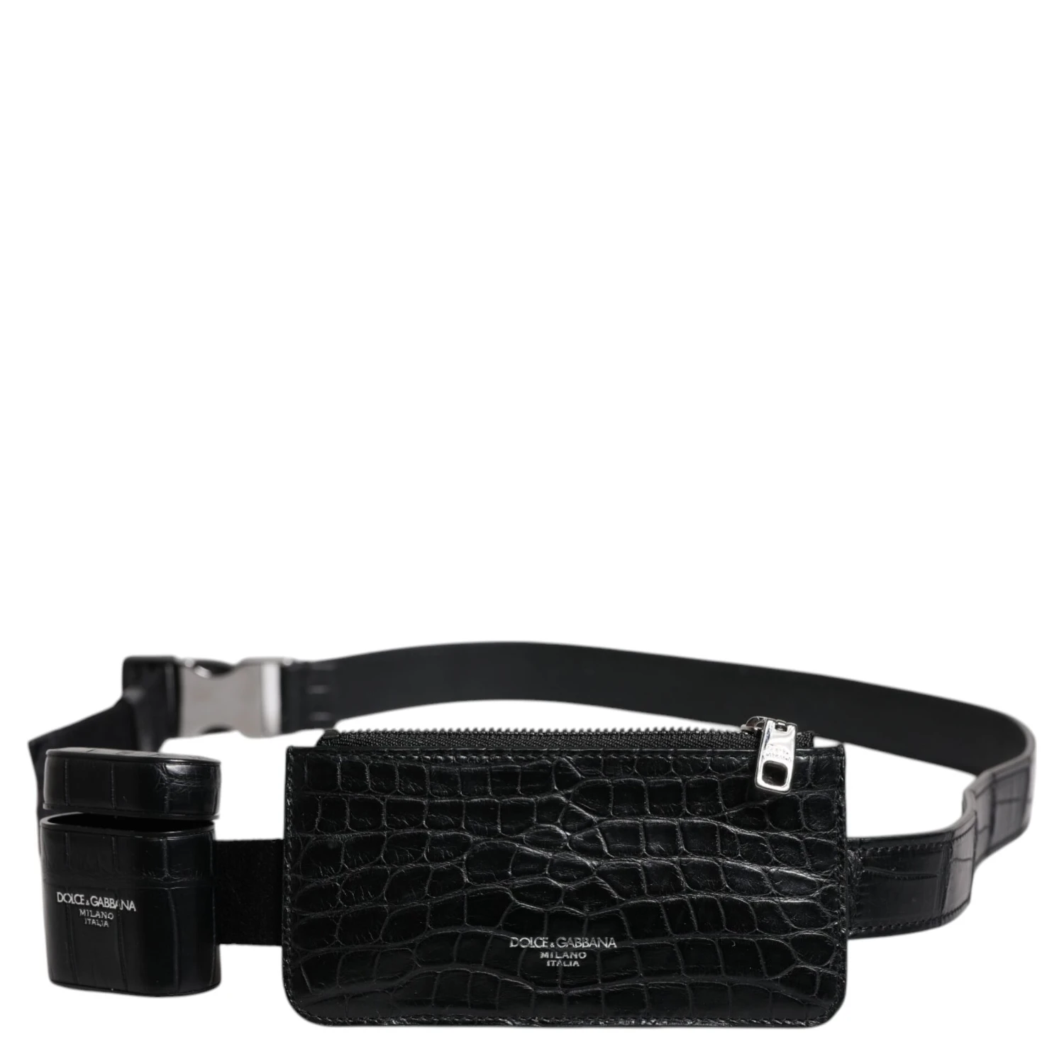 Black Alligator Leather Airpods Case Coin Purse Wallet