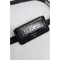 Black Alligator Leather Airpods Case Coin Purse Wallet