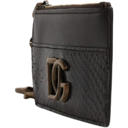 Brown Exotic Leather DG Logo Card Holder Wallet