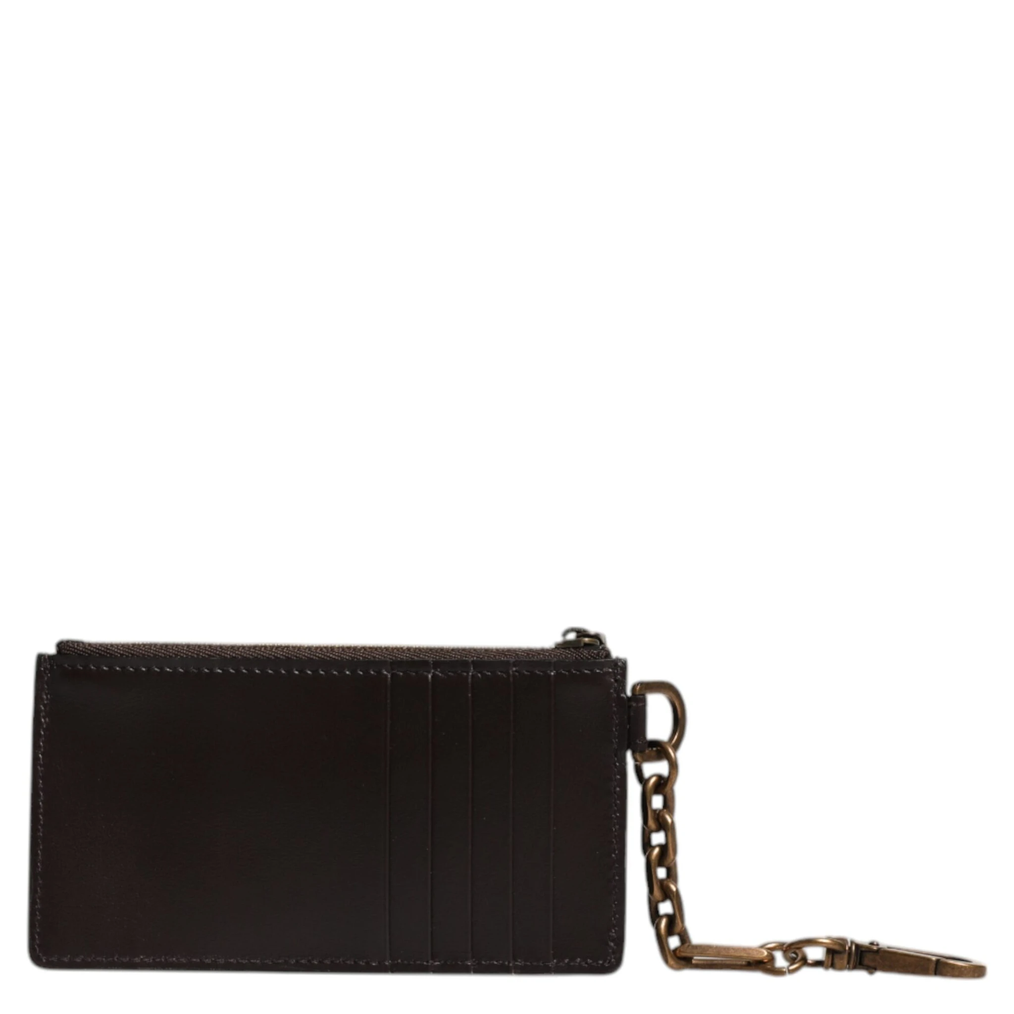 Brown Exotic Leather DG Logo Card Holder Wallet