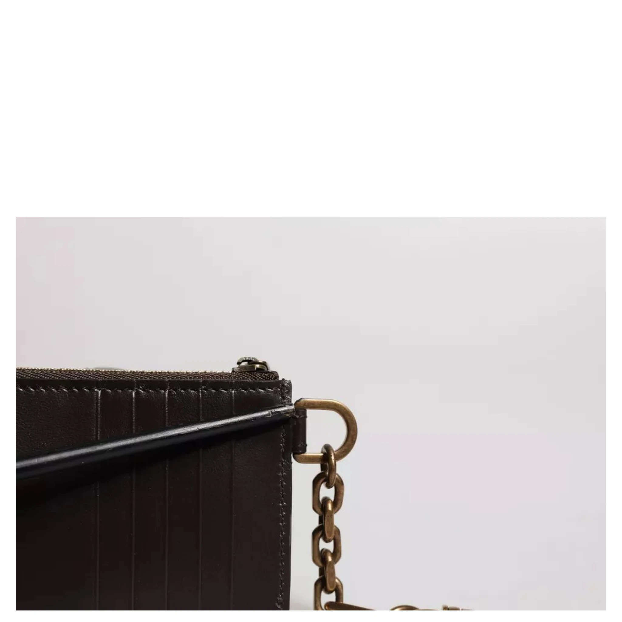 Brown Exotic Leather DG Logo Card Holder Wallet