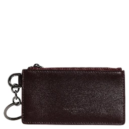 Brown Calfskin Leather DG Logo Card Holder Wallet