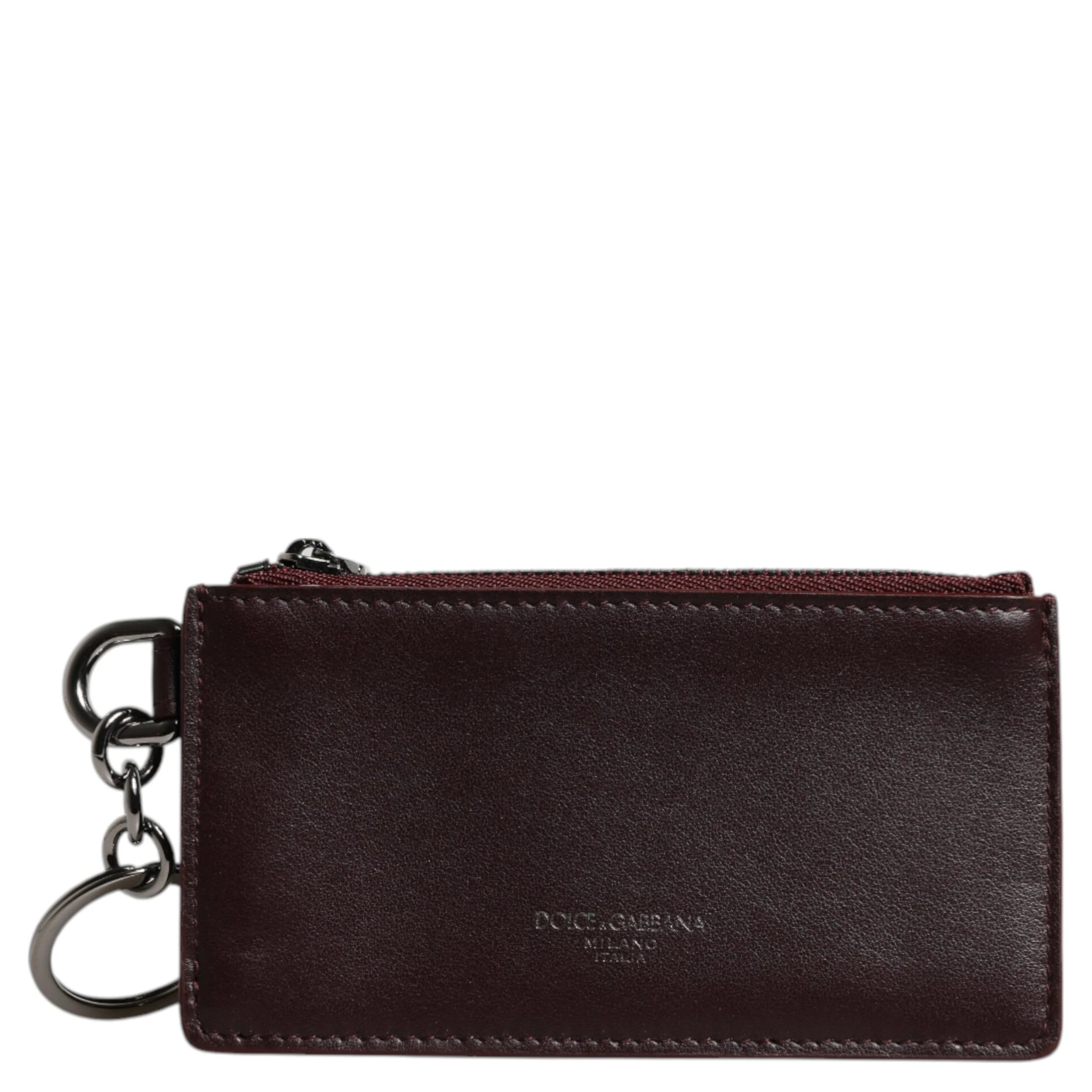 Brown Calfskin Leather DG Logo Card Holder Wallet