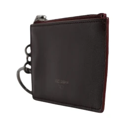 Brown Calfskin Leather DG Logo Card Holder Wallet