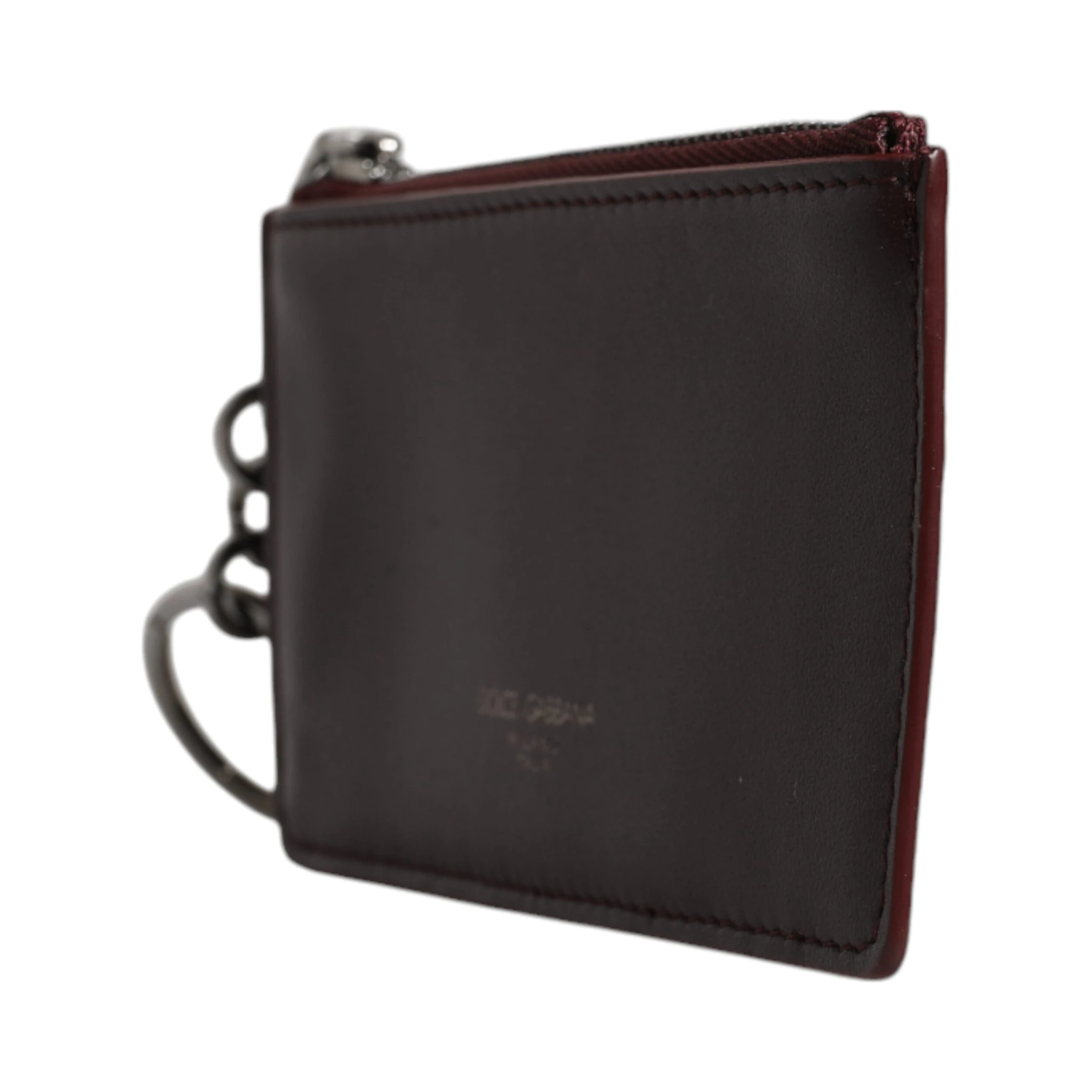 Brown Calfskin Leather DG Logo Card Holder Wallet