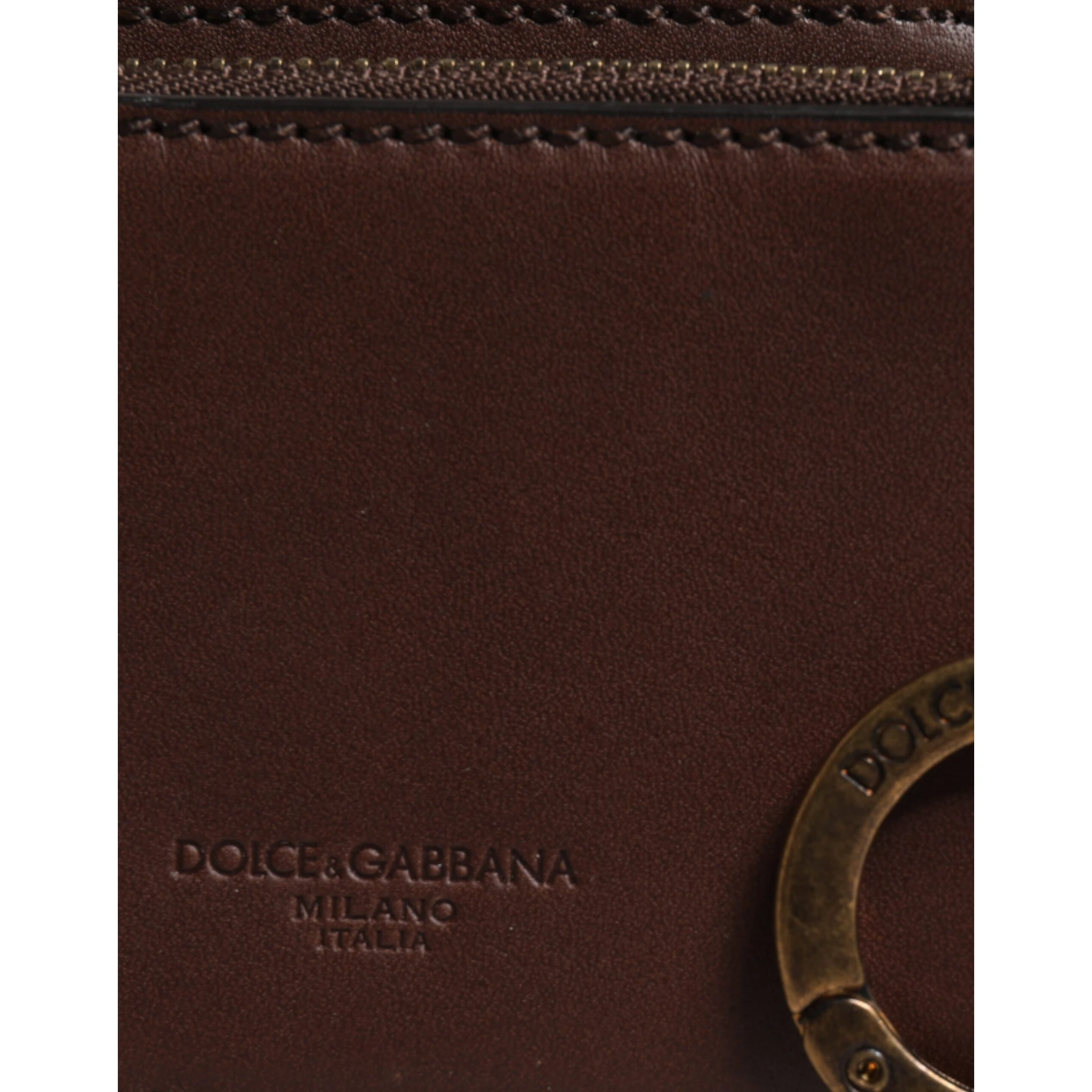 Brown Leather Zip Logo Keyring Coin Purse Keyring Wallet