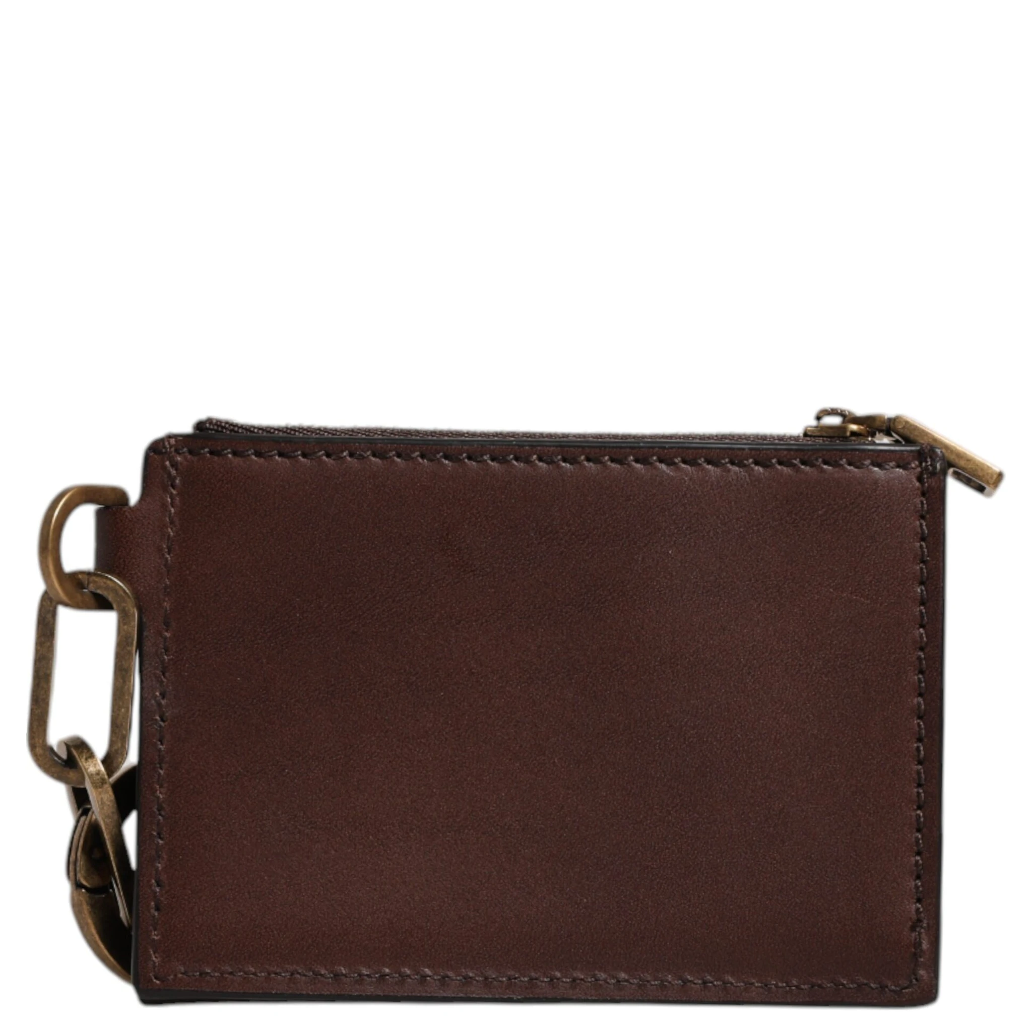 Brown Leather Zip Logo Keyring Coin Purse Keyring Wallet