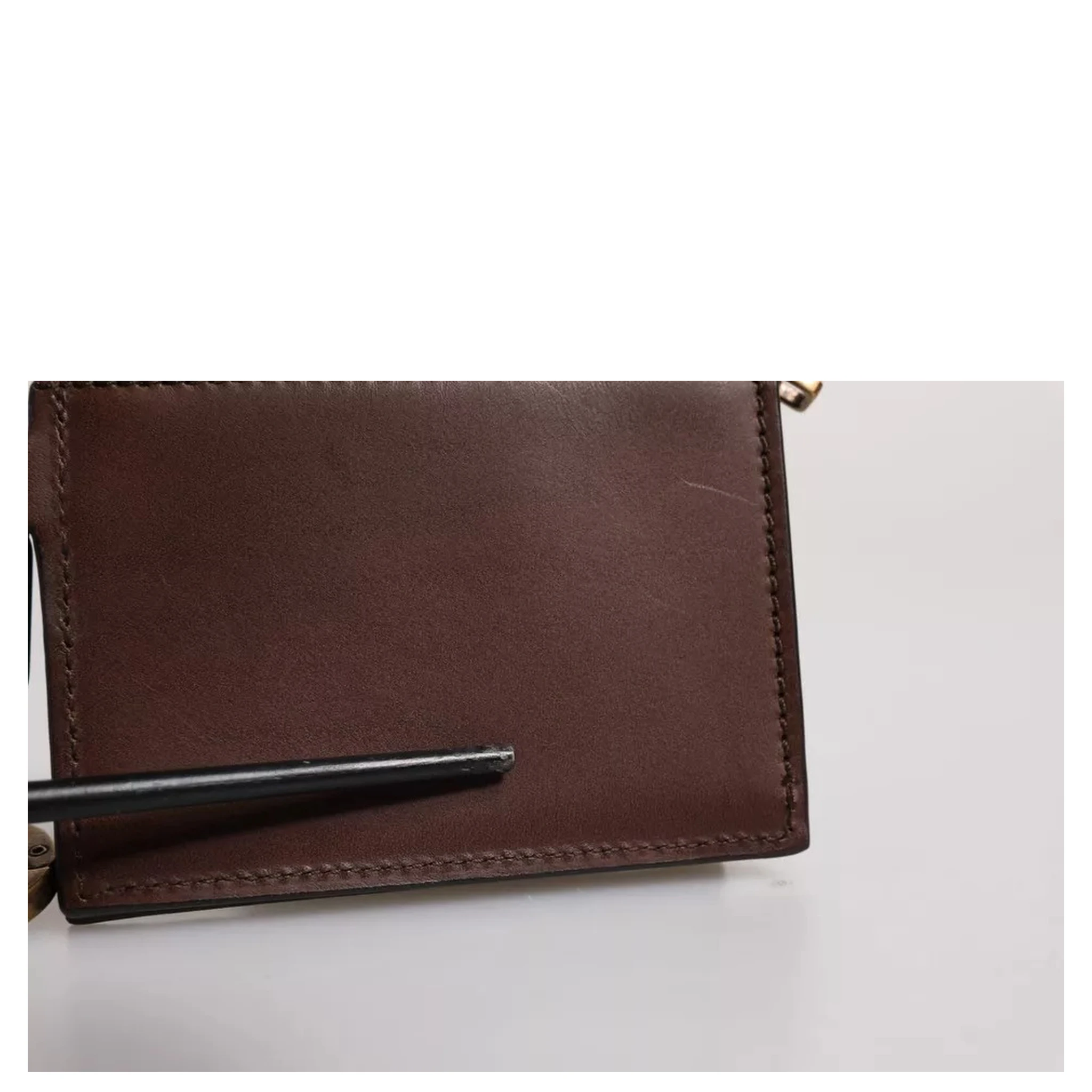 Brown Leather Zip Logo Keyring Coin Purse Keyring Wallet