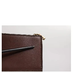 Brown Leather Zip Logo Keyring Coin Purse Keyring Wallet