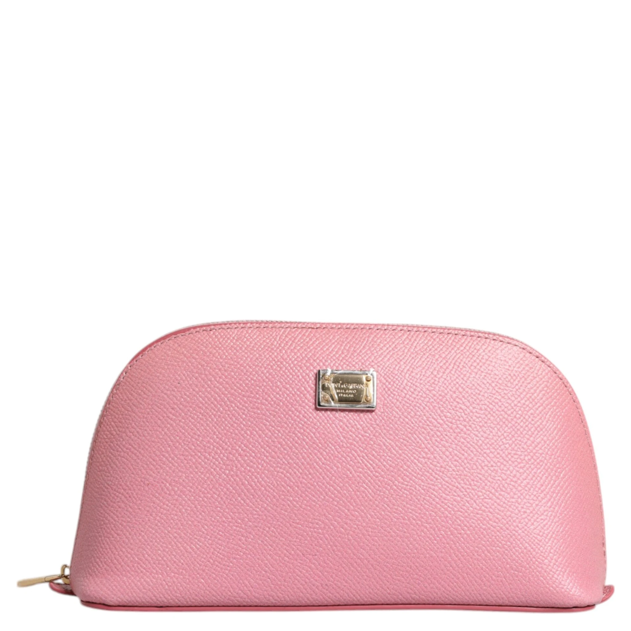 Pink Leather DG Logo Zip Around Hand Purse Pouch Wallet