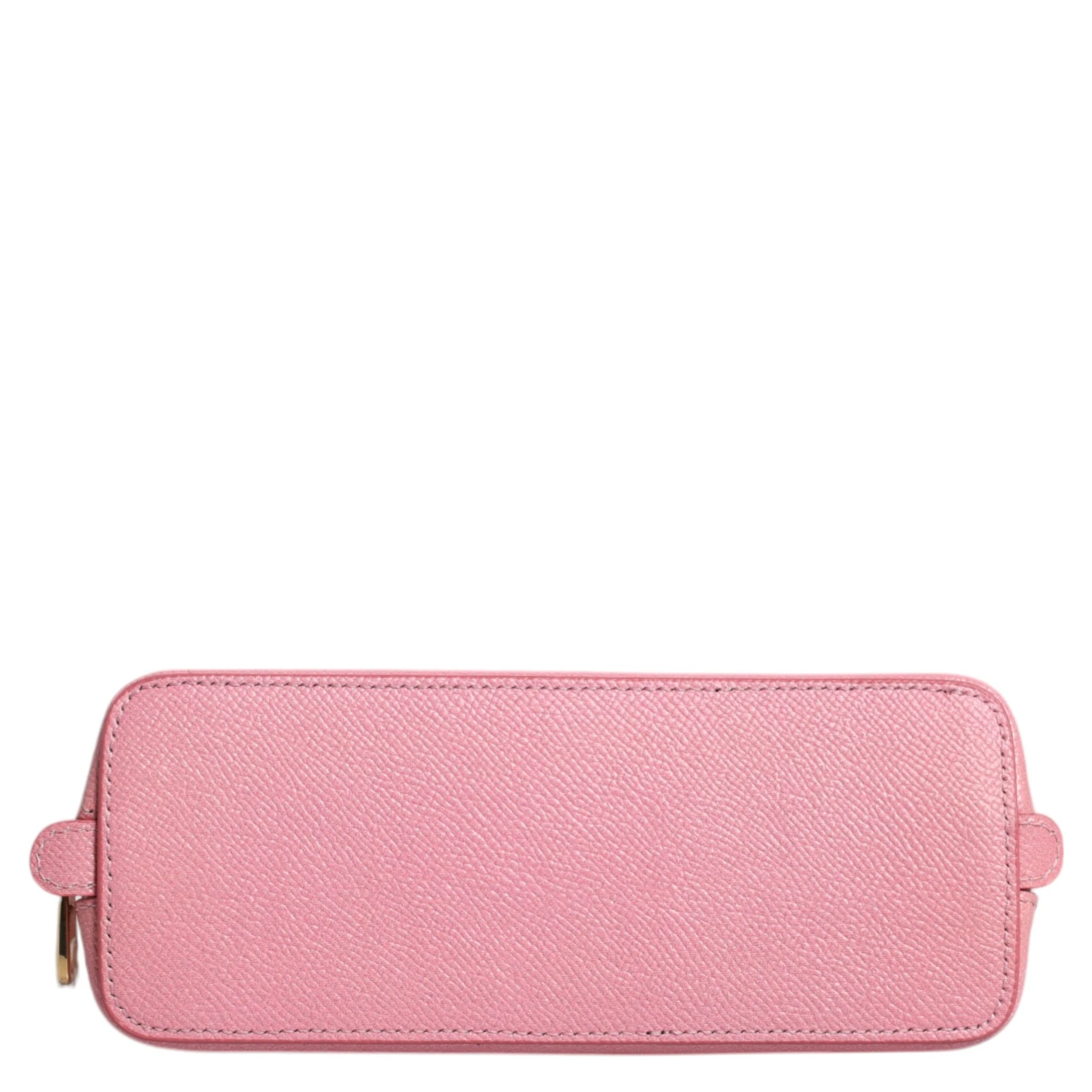Pink Leather DG Logo Zip Around Hand Purse Pouch Wallet