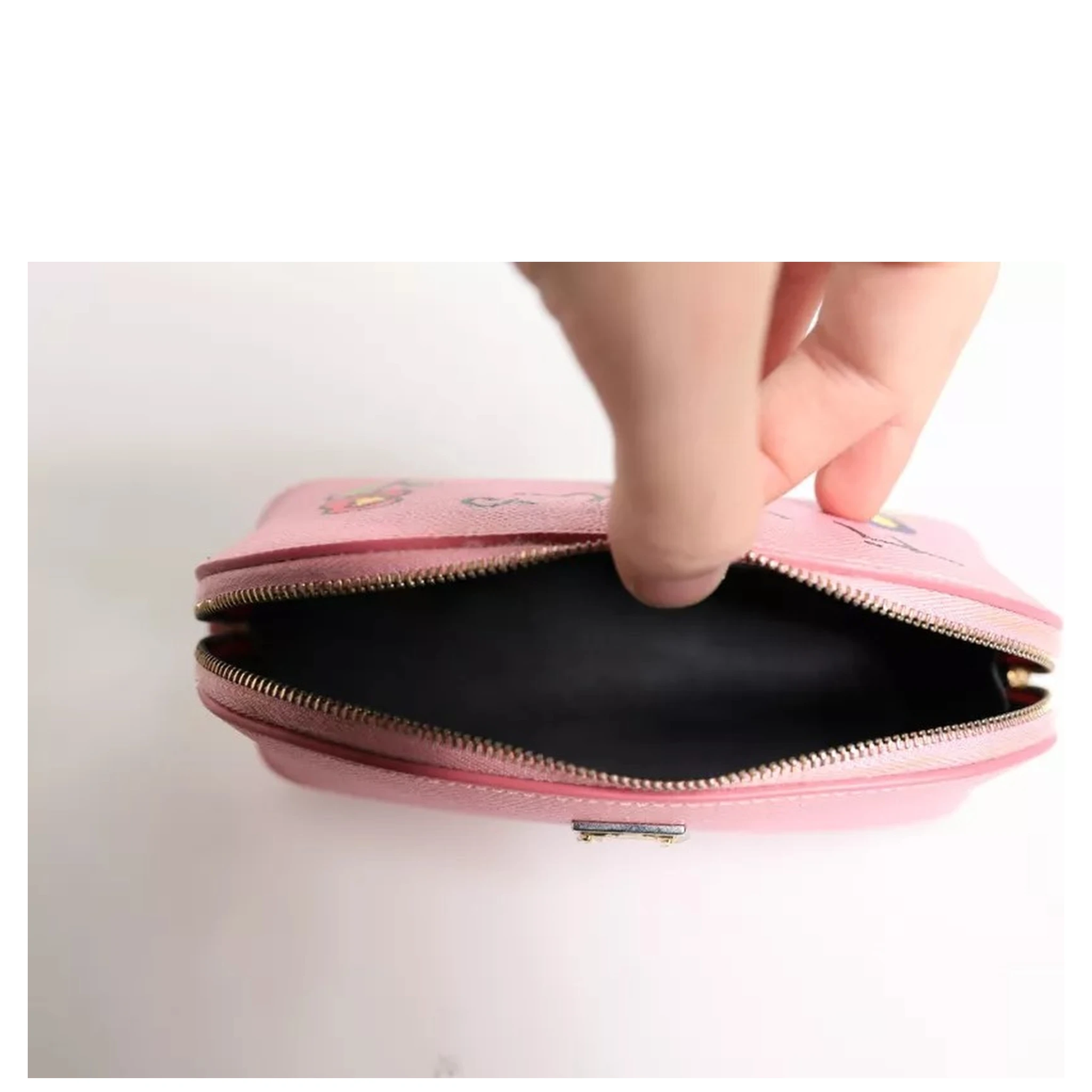 Pink Leather DG Logo Zip Around Hand Purse Pouch Wallet