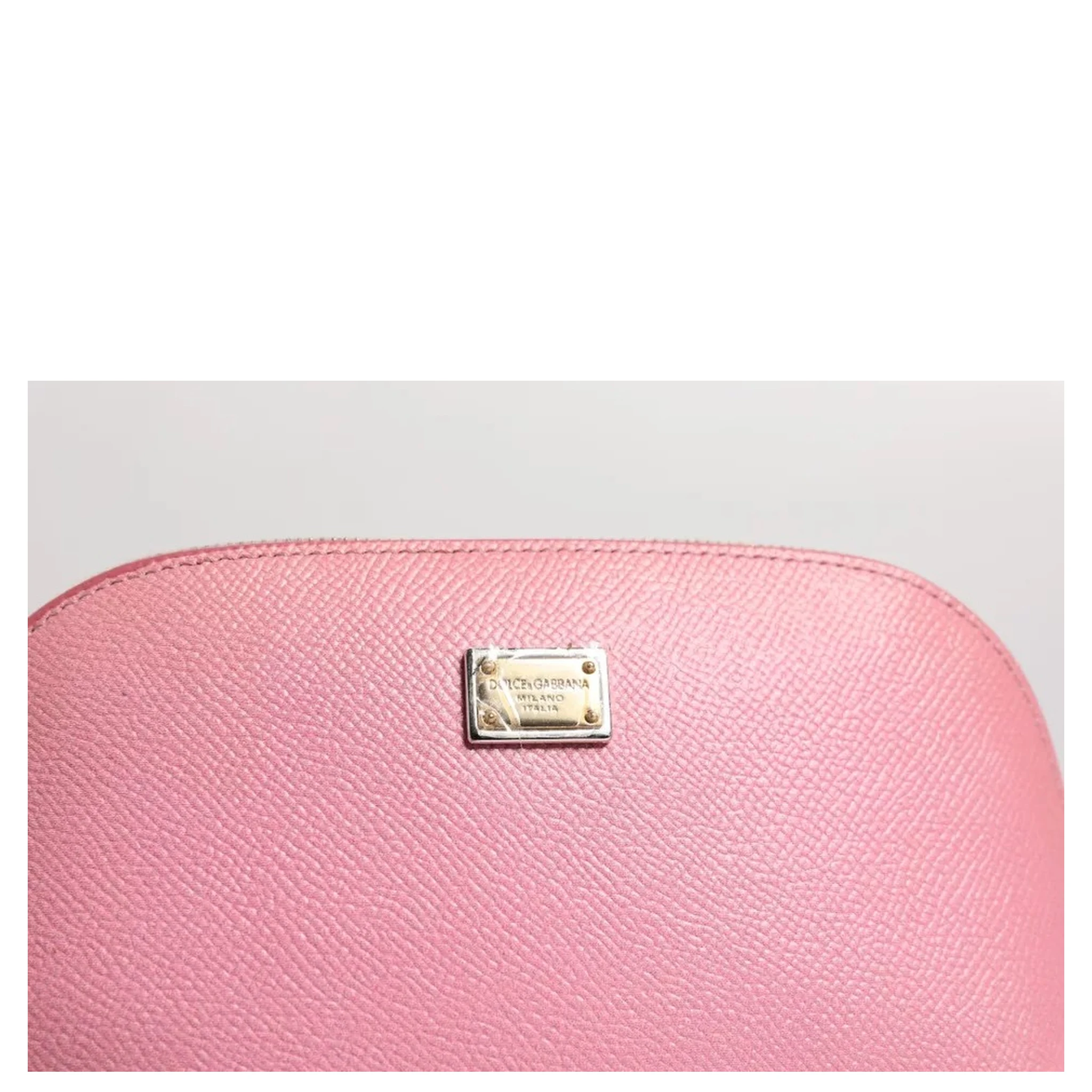 Pink Leather DG Logo Zip Around Hand Purse Pouch Wallet