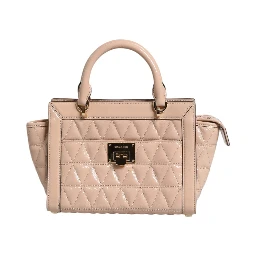 Peach Quilted Leather Logo Crossbody VIVIANNE Messenger Bag