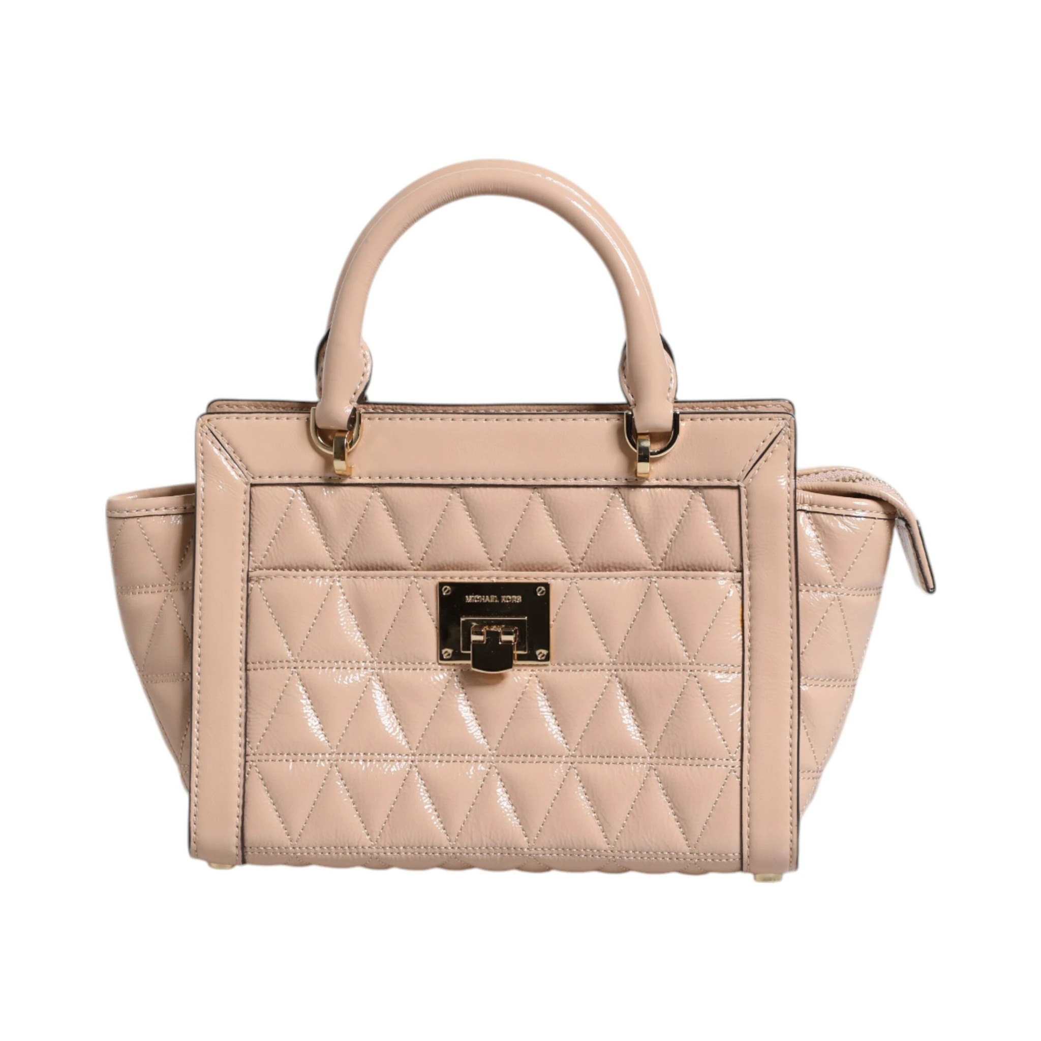 Peach Quilted Leather Logo Crossbody VIVIANNE Messenger Bag