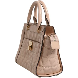 Peach Quilted Leather Logo Crossbody VIVIANNE Messenger Bag