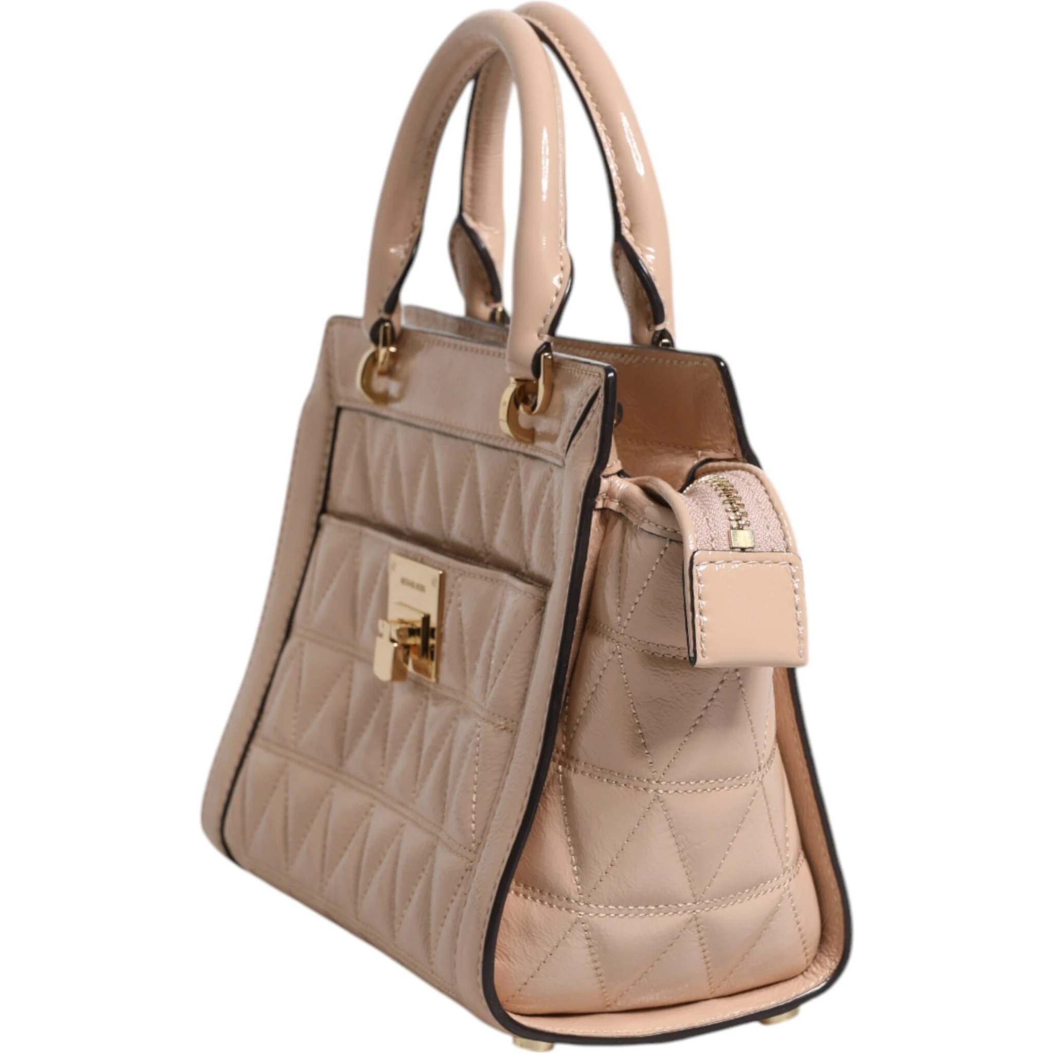 Peach Quilted Leather Logo Crossbody VIVIANNE Messenger Bag