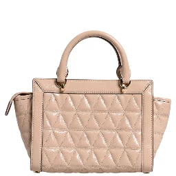 Peach Quilted Leather Logo Crossbody VIVIANNE Messenger Bag