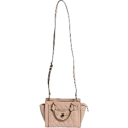 Peach Quilted Leather Logo Crossbody VIVIANNE Messenger Bag