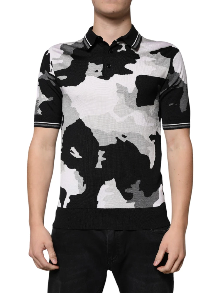 Multicolor Camouflage Collared Polo T-shirt