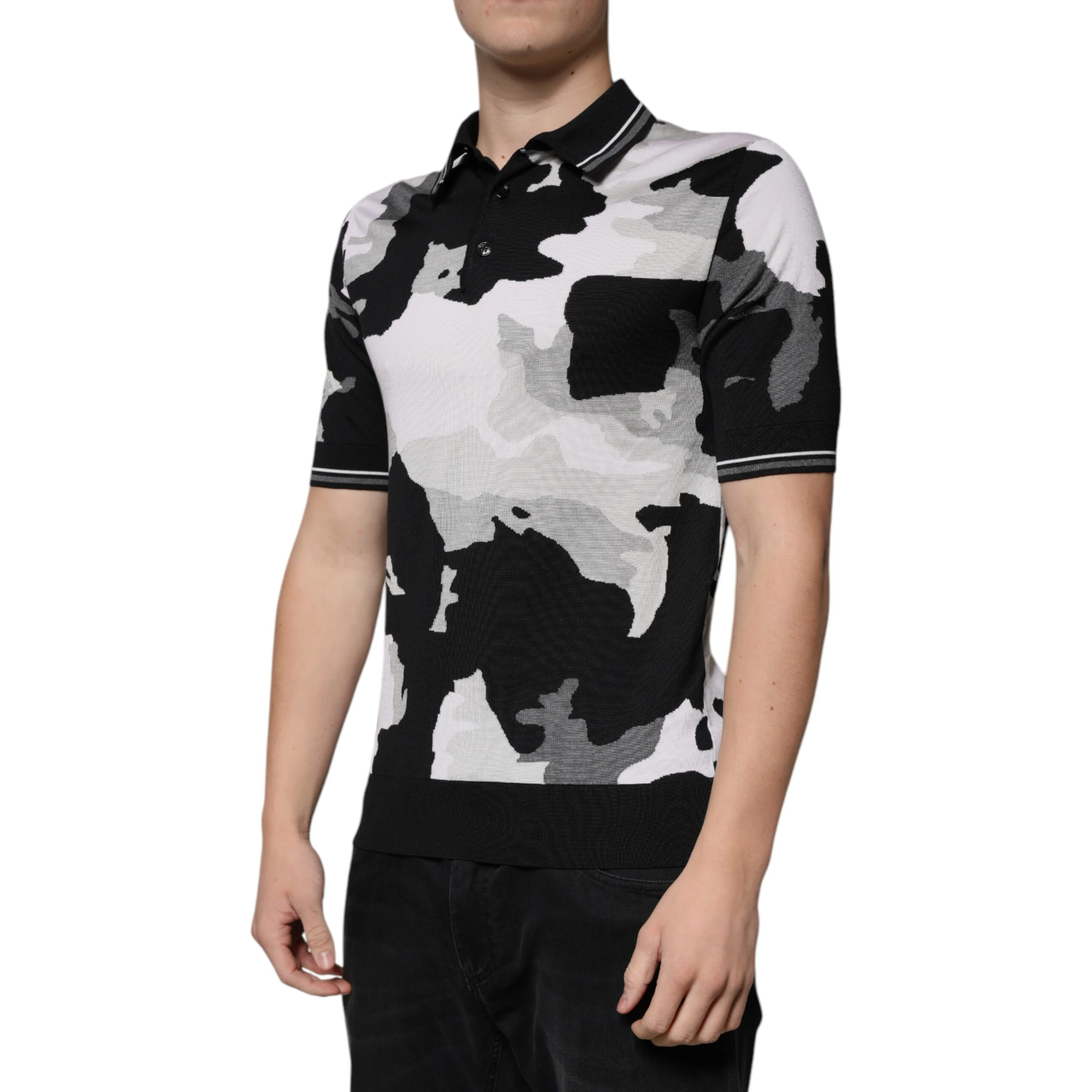 Multicolor Camouflage Collared Polo T-shirt