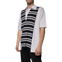 Black White Stripes Collared Polo T-shirt