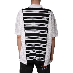 Black White Stripes Collared Polo T-shirt