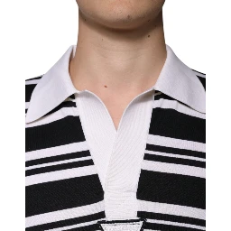 Black White Stripes Collared Polo T-shirt