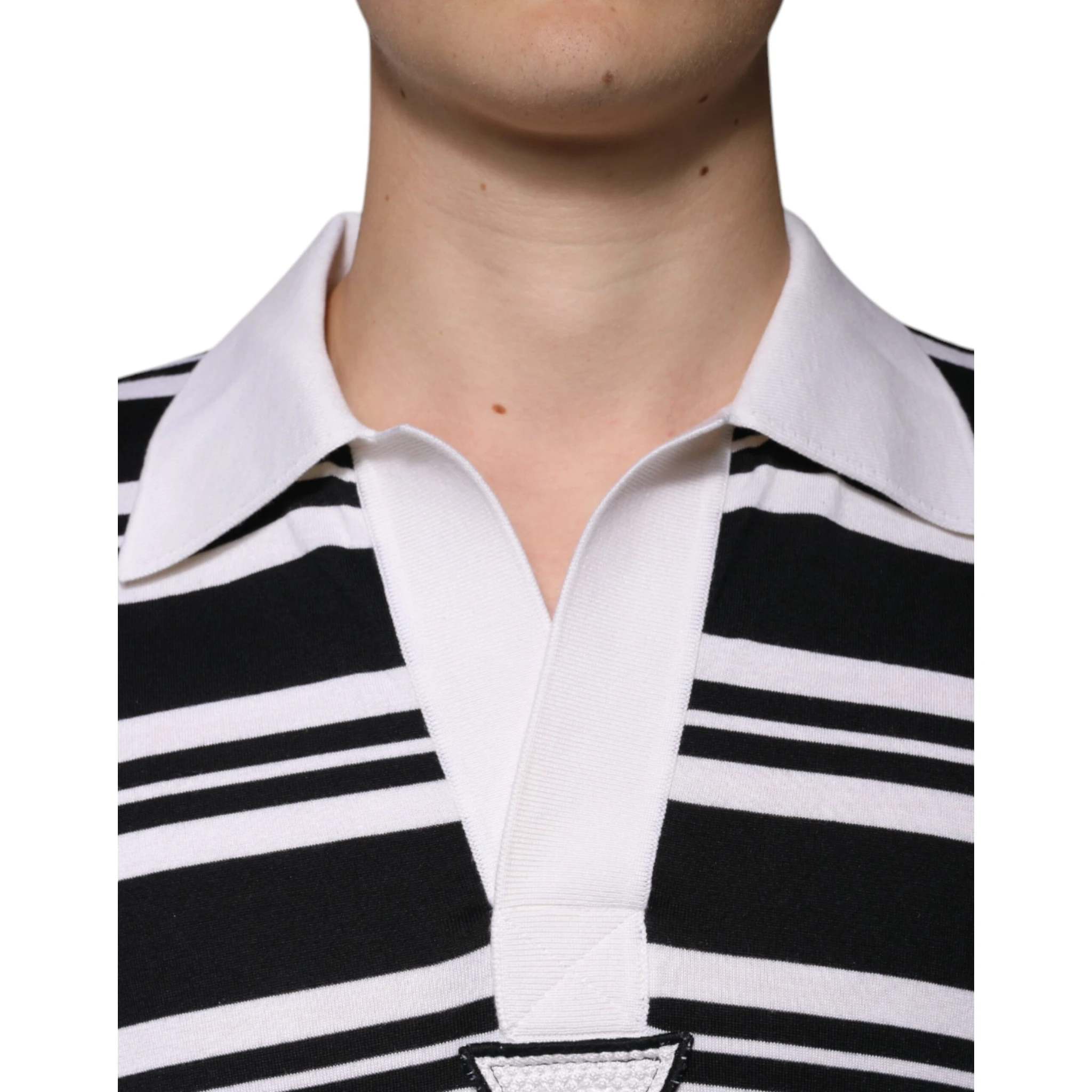Black White Stripes Collared Polo T-shirt
