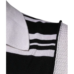 Black White Stripes Collared Polo T-shirt