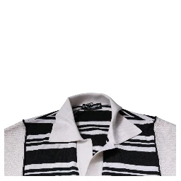 Black White Stripes Collared Polo T-shirt