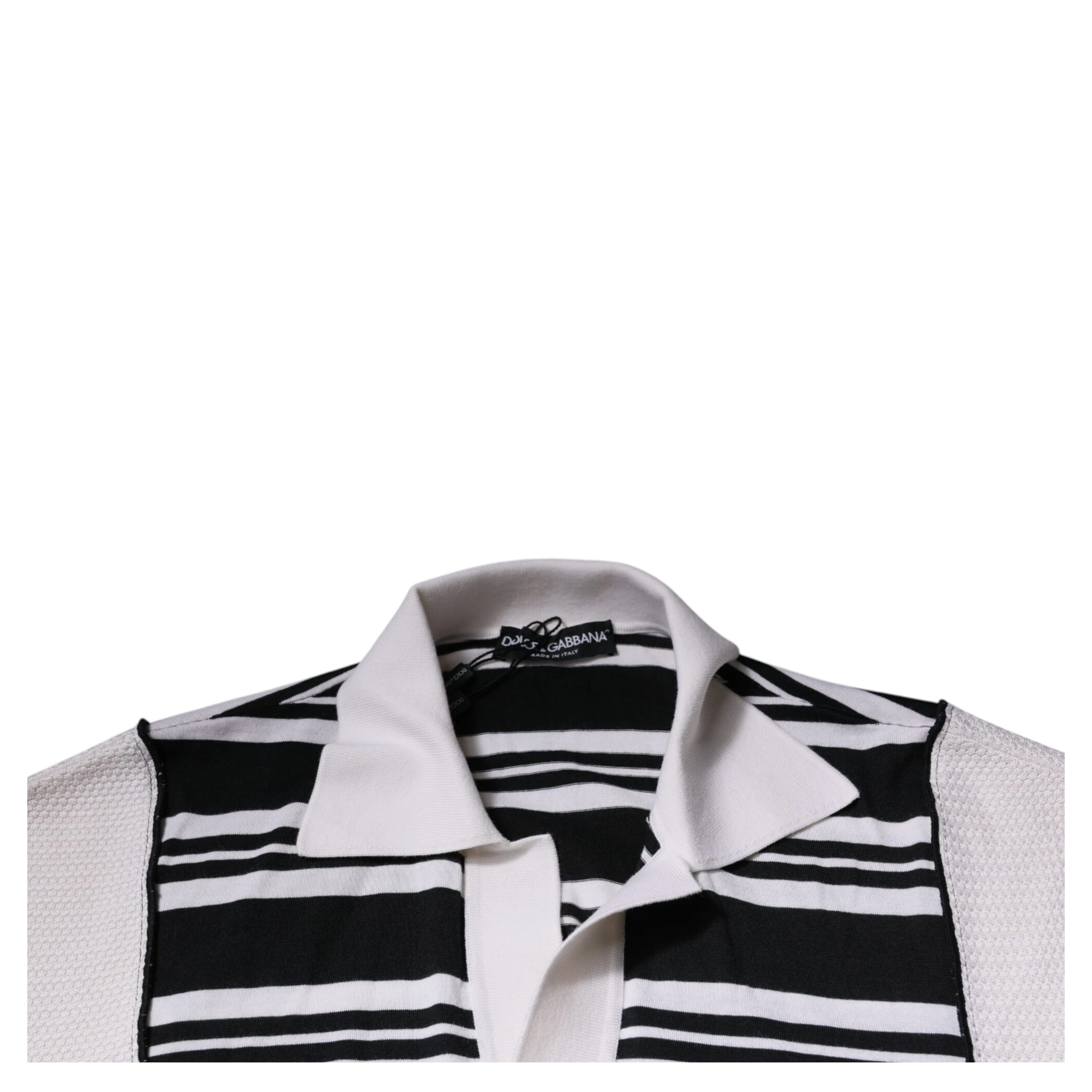 Black White Stripes Collared Polo T-shirt
