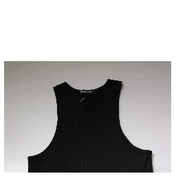 Black Cotton Sleeveless Round Neck Tank T-shirt
