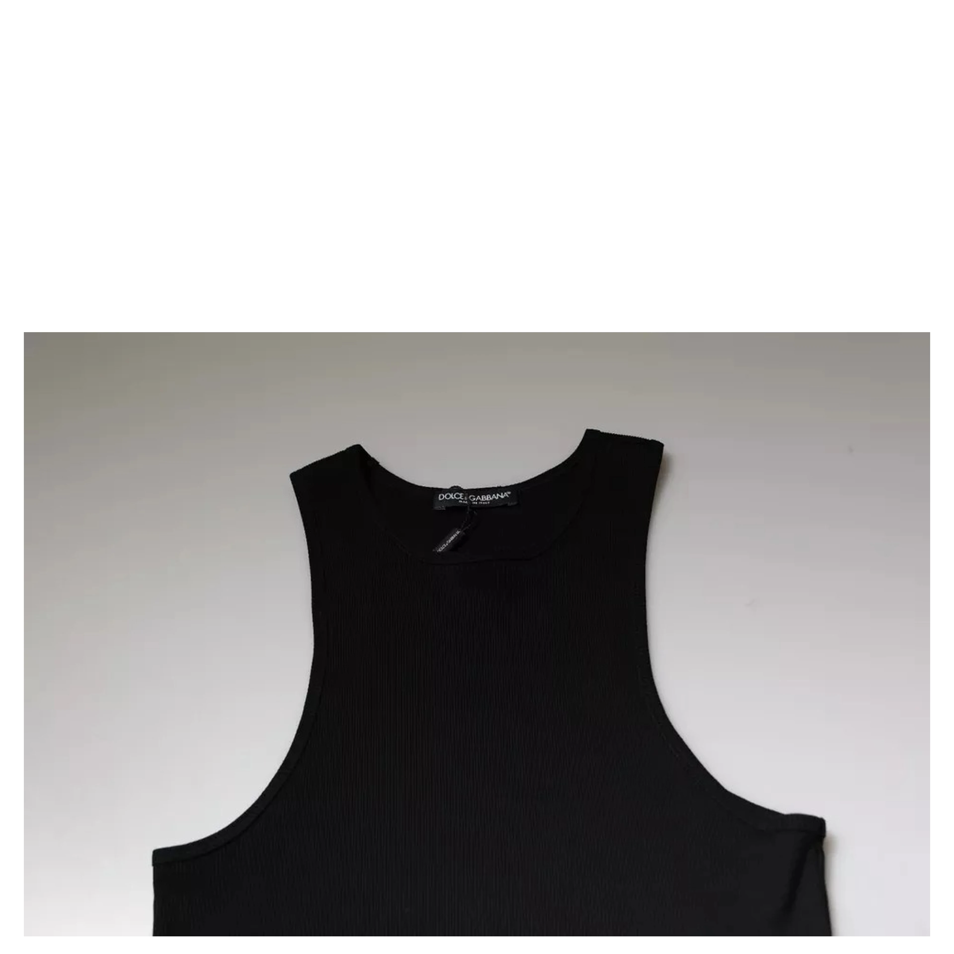 Black Cotton Sleeveless Round Neck Tank T-shirt
