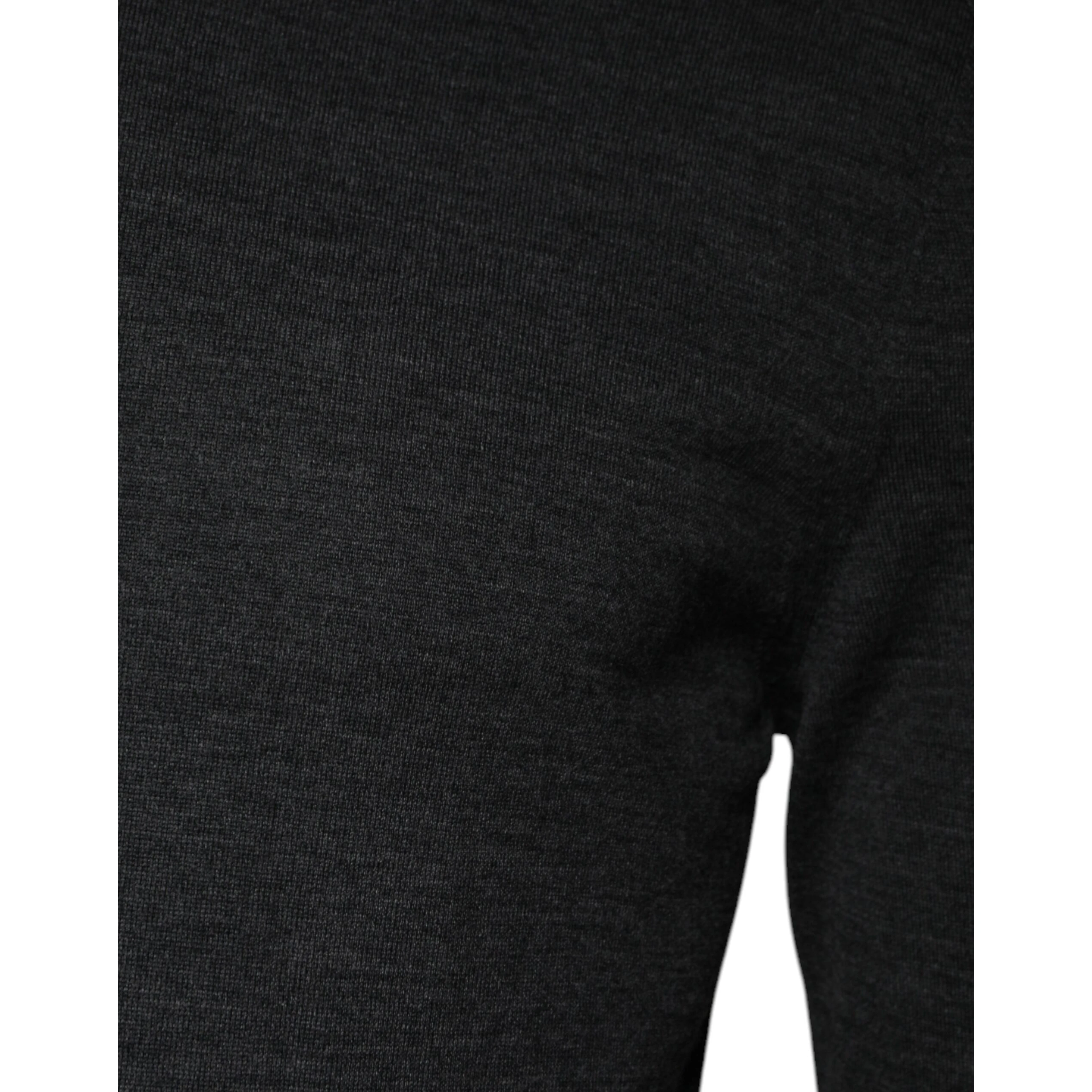 Gray Wool Knit Turtleneck Pullover Sweater