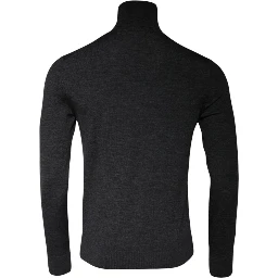 Gray Wool Knit Turtleneck Pullover Sweater