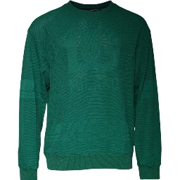 Green Logo Nylon Crew Neck Pullover Sweater