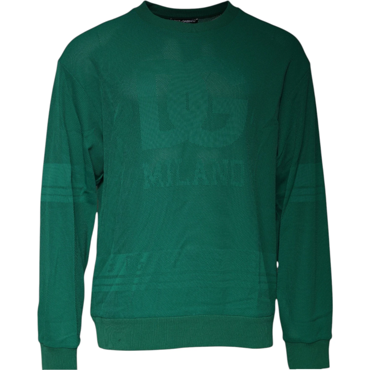 Green Logo Nylon Crew Neck Pullover Sweater