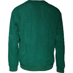 Green Logo Nylon Crew Neck Pullover Sweater