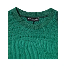 Green Logo Nylon Crew Neck Pullover Sweater