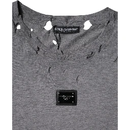 Gray Logo Crew Neck Short Sleeves T-shirt
