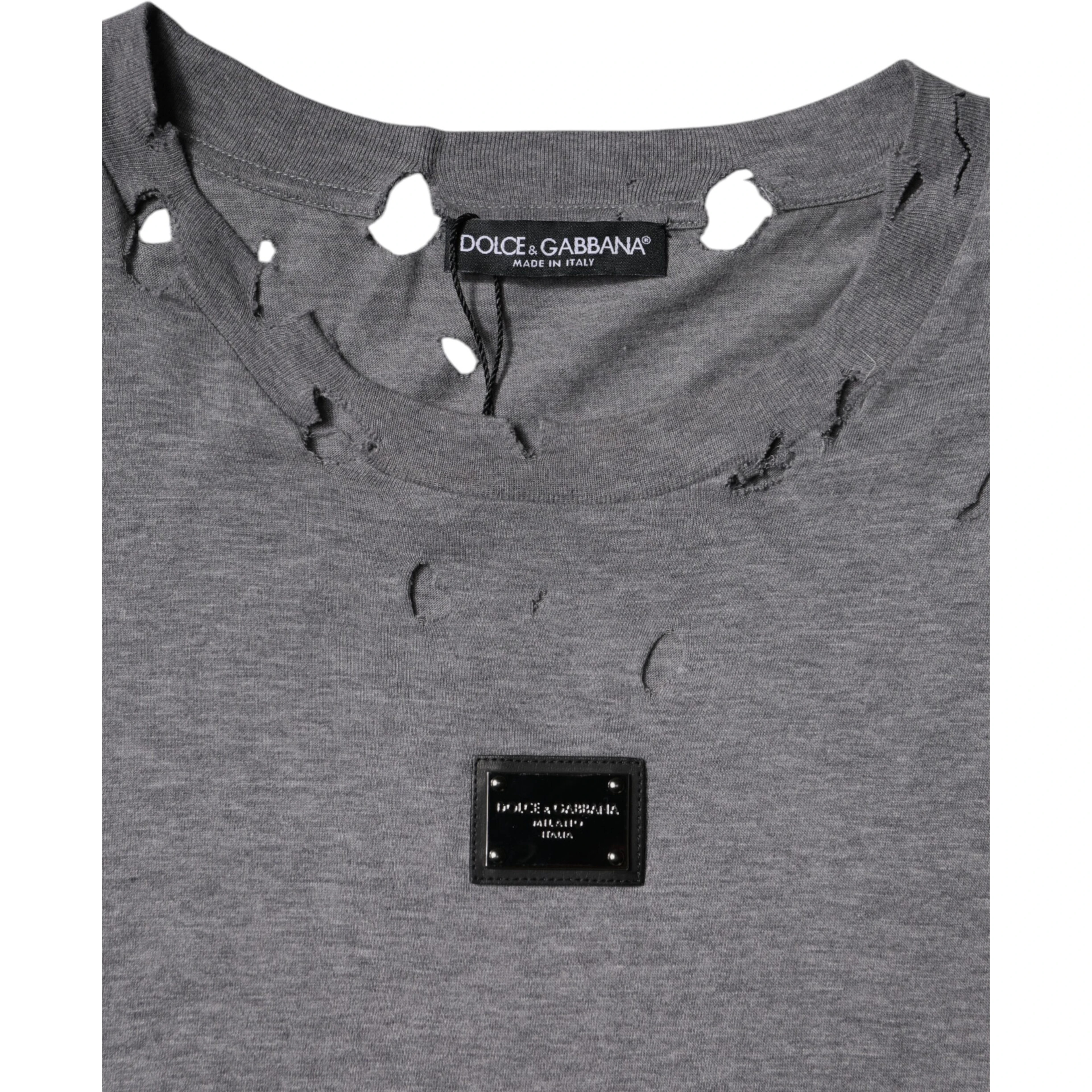 Gray Logo Crew Neck Short Sleeves T-shirt