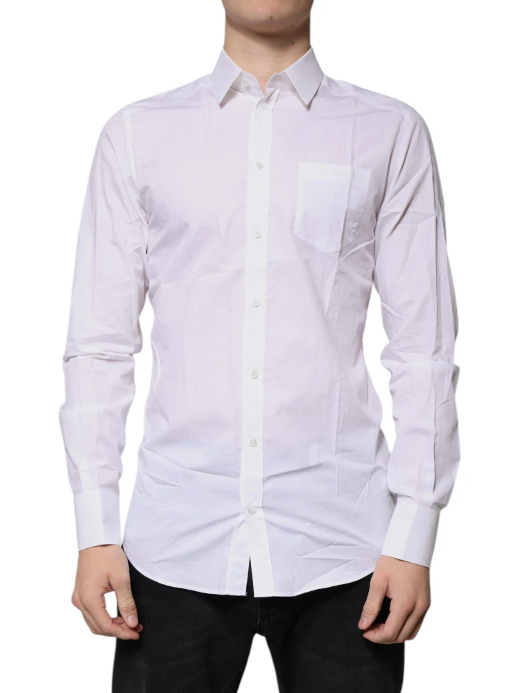 White Cotton Long Sleeves GOLD Dress Shirt