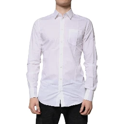 White Cotton Long Sleeves GOLD Dress Shirt