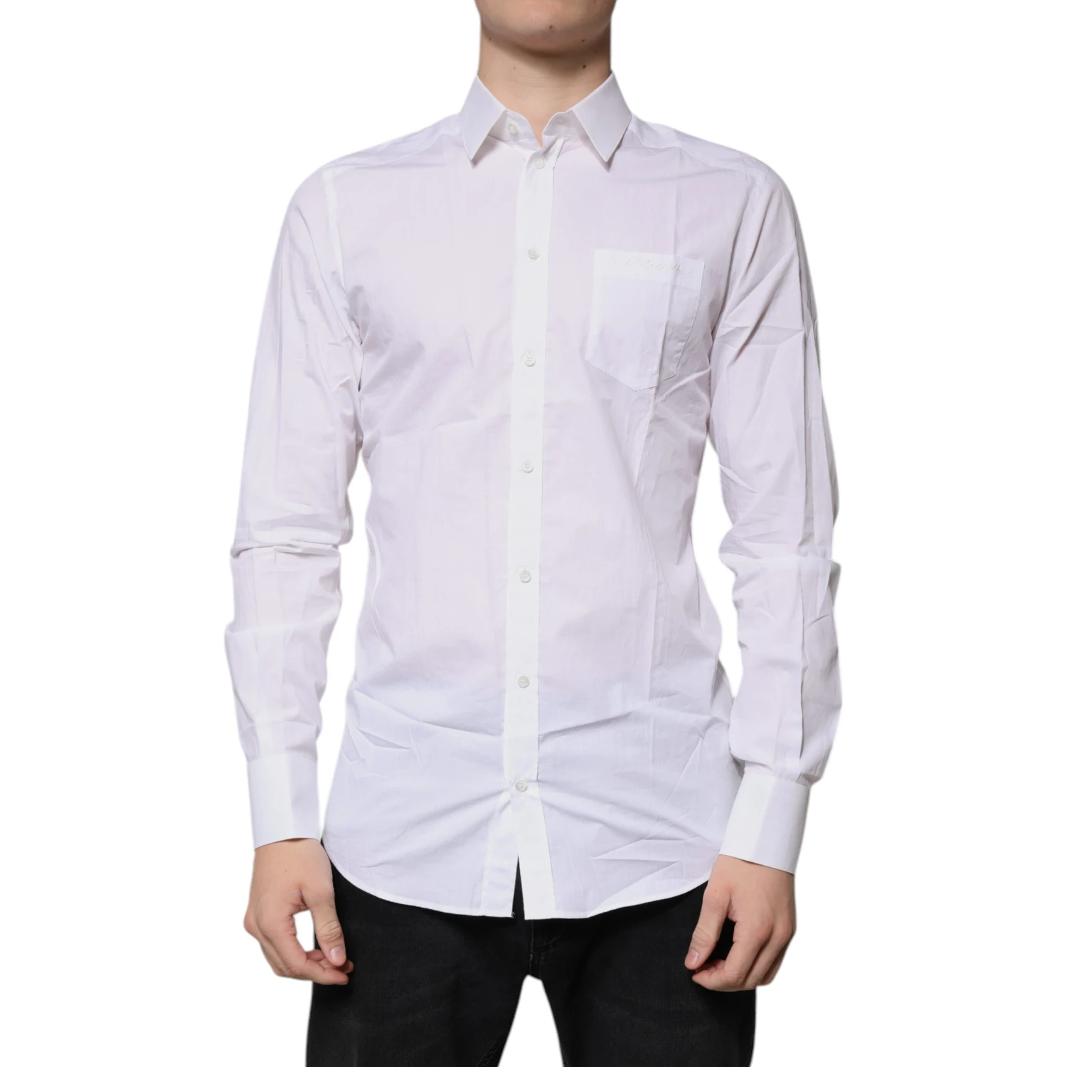 White Cotton Long Sleeves GOLD Dress Shirt