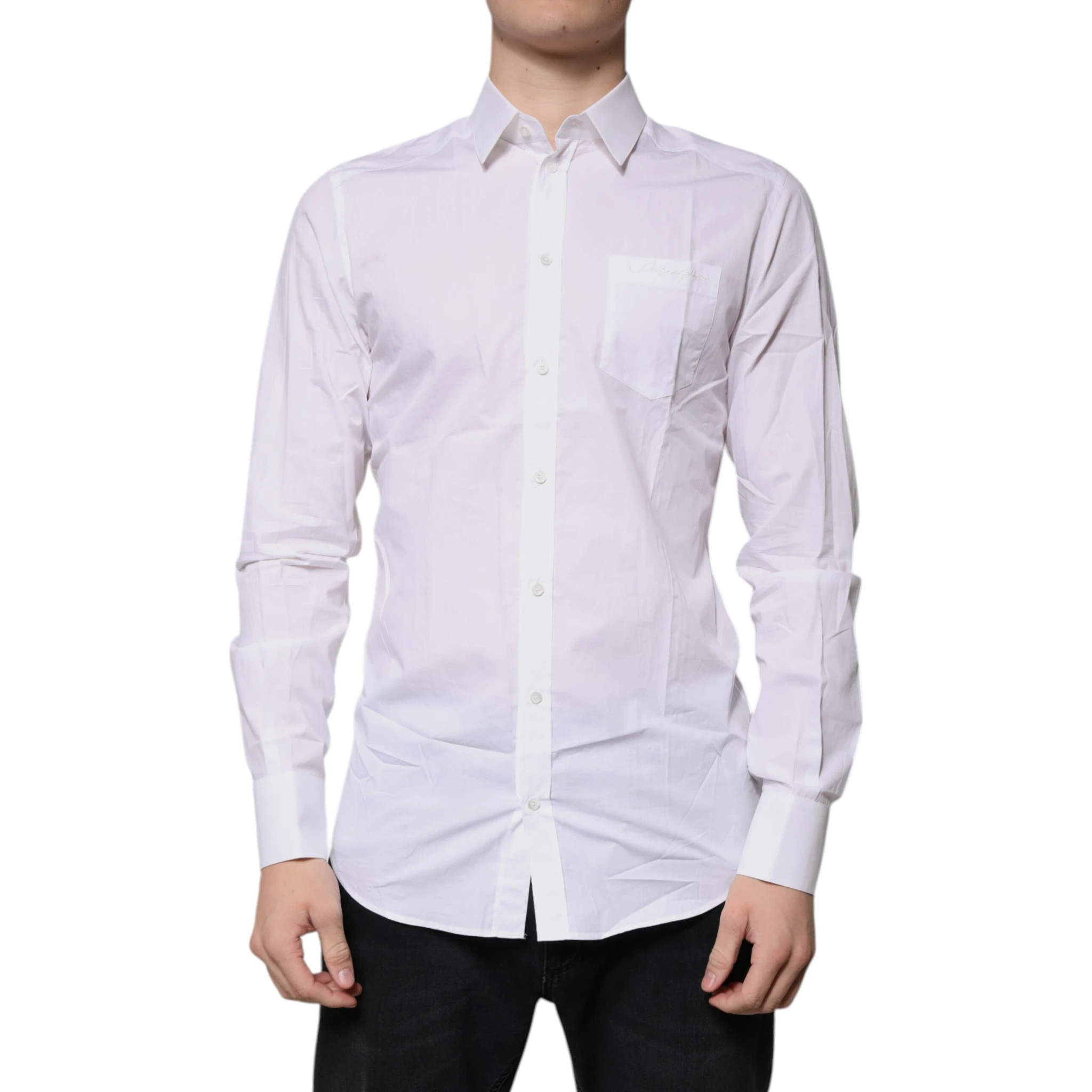 White Cotton Long Sleeves GOLD Dress Shirt