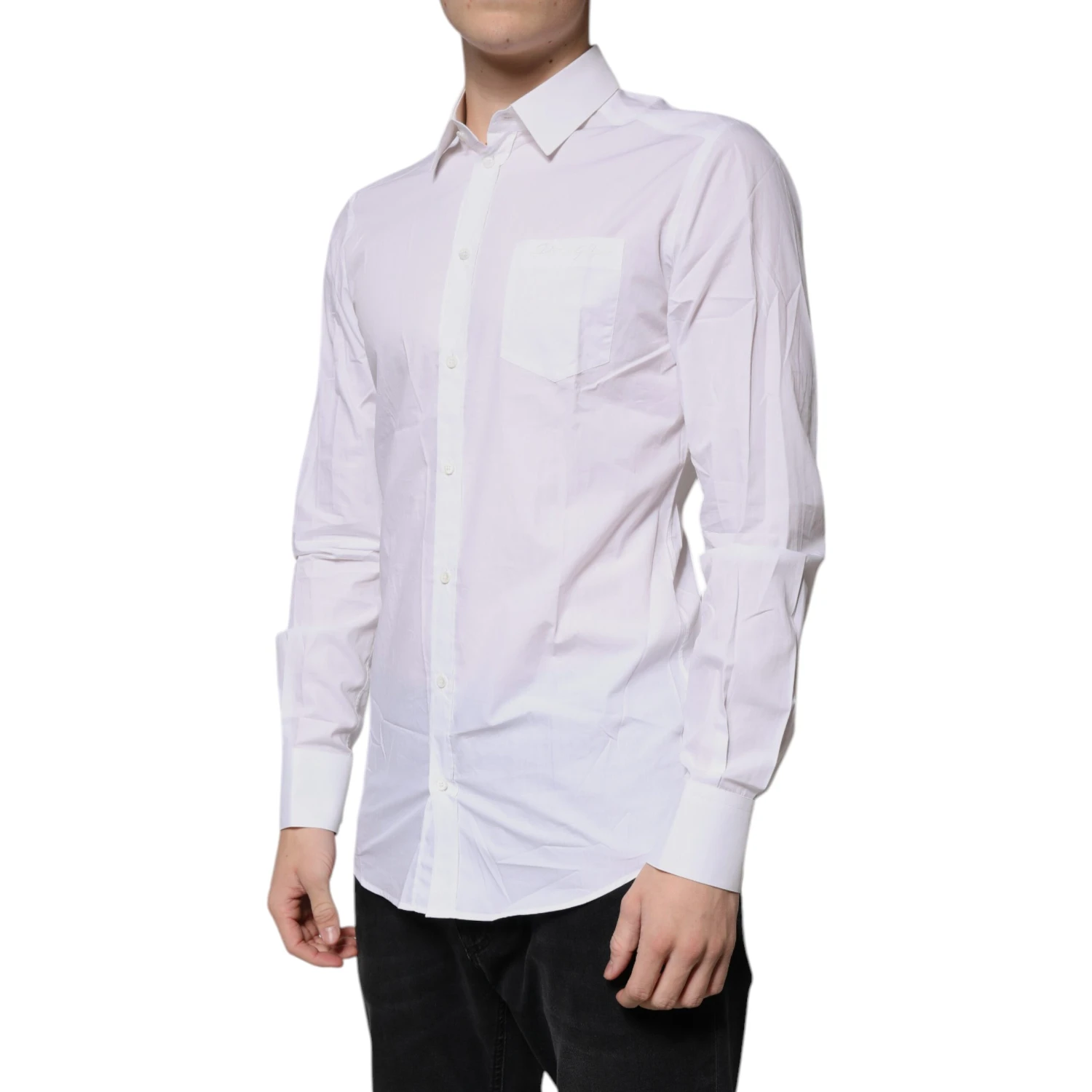 White Cotton Long Sleeves GOLD Dress Shirt