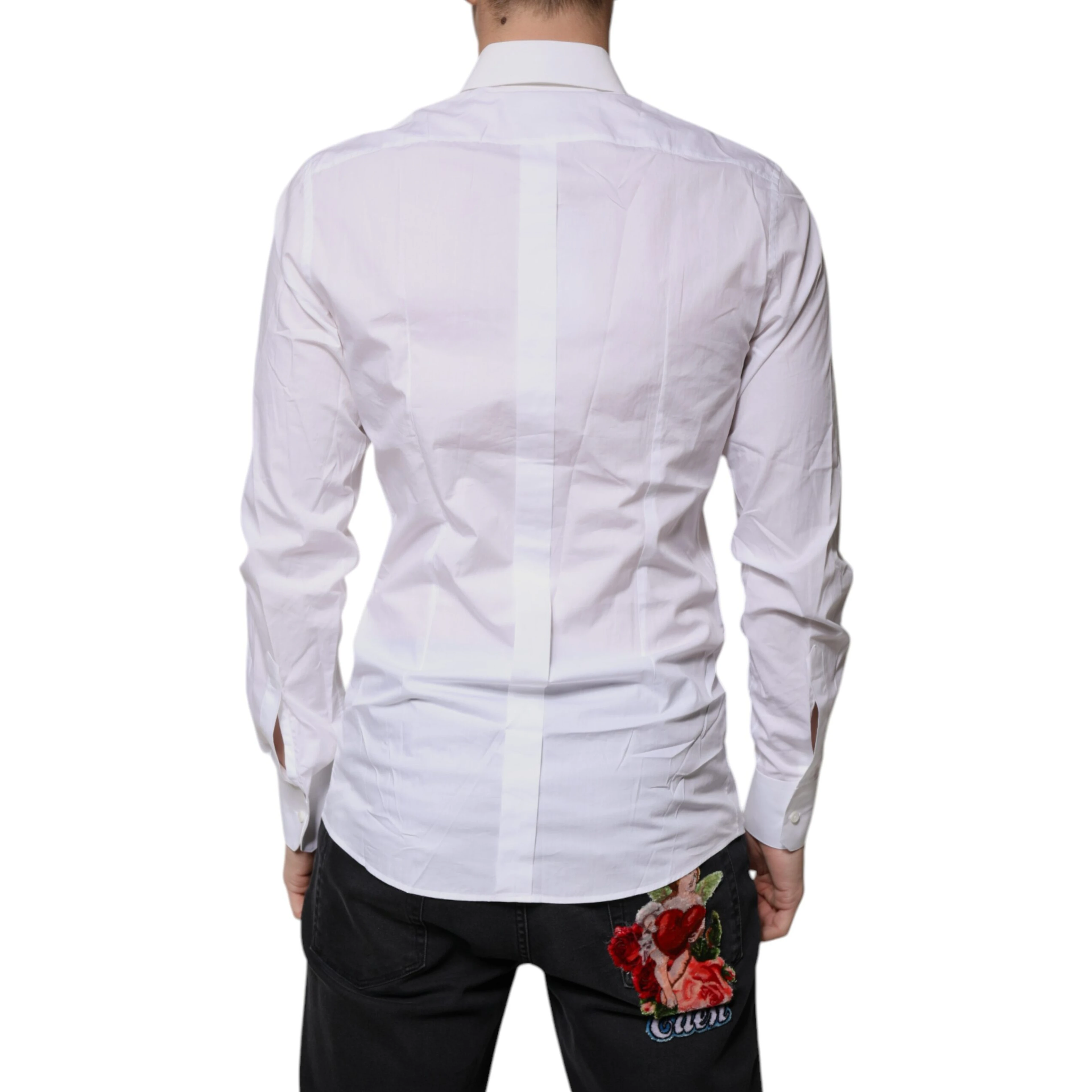 White Cotton Long Sleeves GOLD Dress Shirt