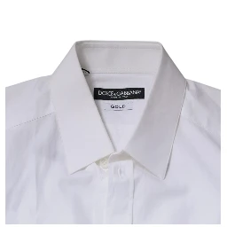 White Cotton Long Sleeves GOLD Dress Shirt